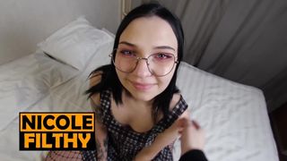 SELF PERSPECTIVE - HORNY SMALL STEPSISTER FUCK AND CREAM PIE