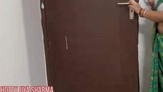 Desi green saree step sister having sex with her step brother privately