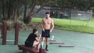 Ripped Hot Guy Showing off Perfect Body at the Park