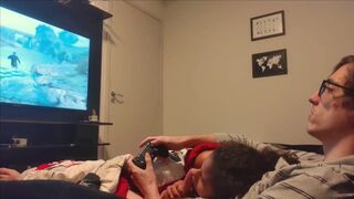 Sucking Step Brother's Cock while he Plays GTA
