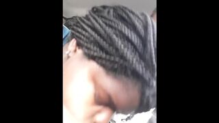 Step Sister Swallowing mean Dong in the back of Car
