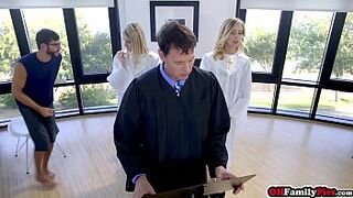 Thin blonde youngster stepsister Haley Reed banged by bro during choir practice