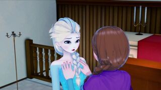Do you want to Blow my Snatch? come On, let's go and Play! Anna x Elsa Frozen Sisters Asian Cartoon.