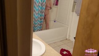 Blue Haired Curvy Step Sister Caught Masturbating in Shower and Gets Hammered