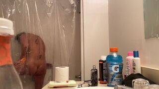 College Gymnast Shaving Legs and getting Soapy in the Shower (part two)