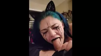 Lady Teenie Swallows Step Brothers Cock in Halloween Costume